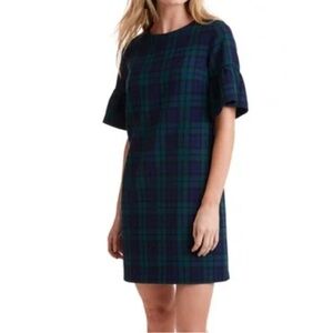 Vineyard Vines Blackwatch Flutter Sleeve Dress Plaid Print Short Sleeve 12